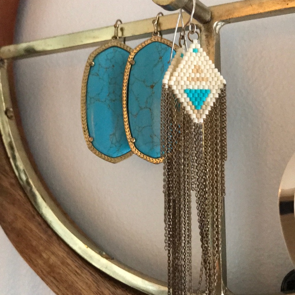 Earrings with chain link mesh- Navajo style